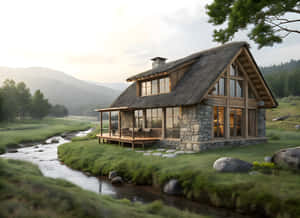 Plaas,Huis,Huis Agtergrond,Heuwel Prente,Natuur 4k,Natuur 4k Prente,Rivier Prente