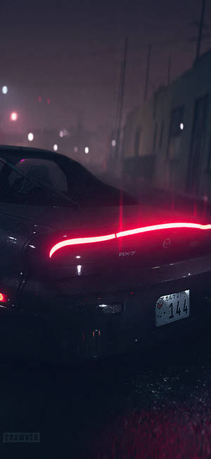 Rx7 iPhone — Neon Rooi Estetiek Muurpapier