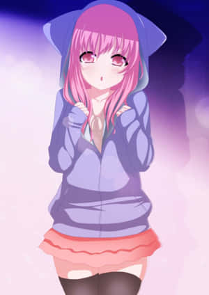 Anime-meisie hoodie prente — Anime meisie hoodie Muurpapier