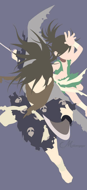 Minimalistiese Hyakkimaru en Dororo aanhanger-kuns agtergrond — iPhone 17 Pro Max Muurpapier