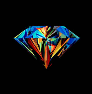 Koel agtergrond van kleurvolle 3D groot diamant wat skitter op 'n swart agtergrond. — Galaxy Z Flip7 FE Muurpapier