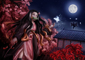 'n Pragtige Demon Slayer Nezuko 4k Beeld — Demon Slayer Nezuko Muurpapier