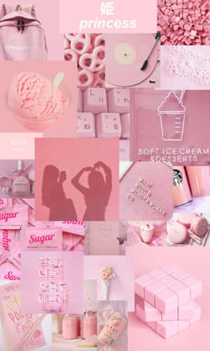 Pastel Pienk Estetika prente — Pastel pienk estetika Muurpapier