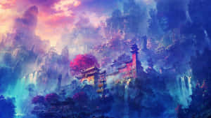 Anime Landskap agtergrond — Anime landskap Muurpapier