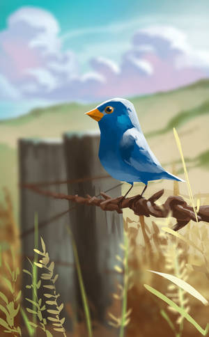 Blou Voël In Digitale Kuns muurpapier — Galaxy Tab Muurpapier