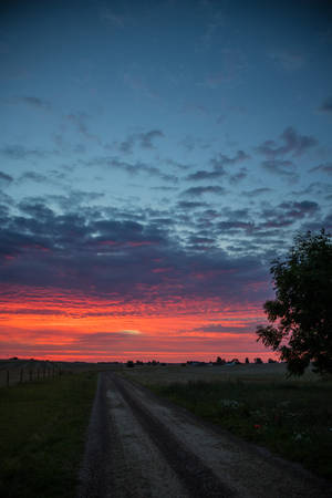 Plattelandse pad dagbreek sonop-muurpapier