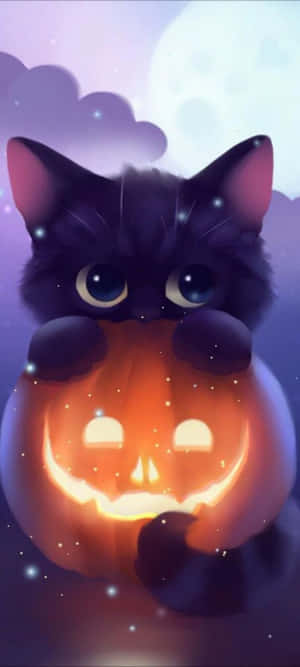 Halloween Kat Prente — iPhone 16e Muurpapier