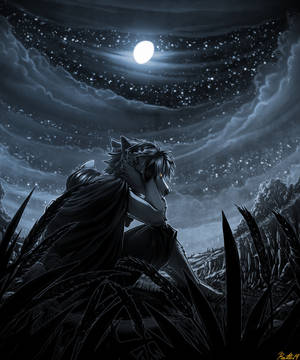 Hartseer Weerwolf onder Volmaan agtergrond — Galaxy Z Vou 5 Muurpapier