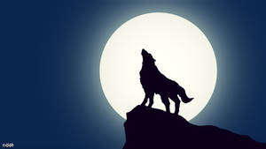 Eenvoudige wolf wat huil op die volmaan muurpapier