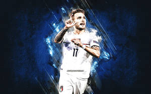 Nabyfoto van Ciro Immobile wat op die spel fokus — Hoë Kontras Muurpapier