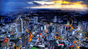 Kuala Lumpur stadsbeeld met gefiltreerde effekte agtergrond