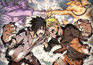 Naruto Sasuke Geveg Plakkaat muurpapier — Naruto-plakkaat Muurpapier