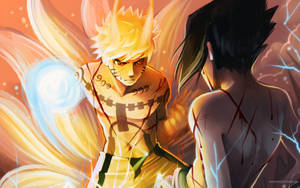 Nege-stert Naruto en Sasuke Geveg-agtergrond — Naruto en sasuke Muurpapier