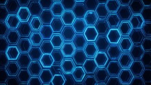 Toekomstige neonblou seshoekige patroon — Neon blou Muurpapier