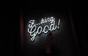 Neon Estetiese Teenaanhalingsbord Restaurantteken agtergrond — Egswart Muurpapier