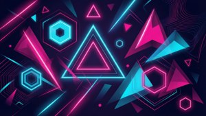 Abstrakte geometriese vorms met neon-speletjieskleure. — Speletjie GIF Muurpapier