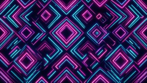 Neon meetkundige patroon vir dubbele monitors.