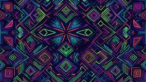Meetkundige neon patroon in ultrawye, moderne abstrakte muurpapier.