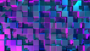 Neon Pers Estetiese 3D Kubusse — Neon pers estetika Muurpapier