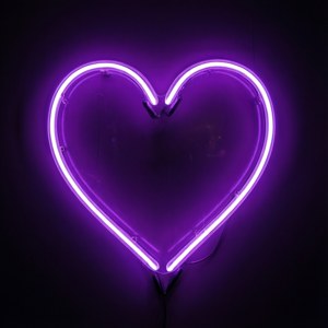 'n Gloeiende neon pers hart simbool. — Galaxy Watch Muurpapier