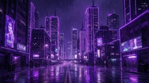 Gloeiende neonpers stadsilhouet in cyberpunk-styl
