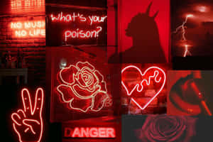 Neon Rooi Esteties — Neon Rooi Estetiek Muurpapier