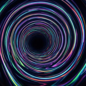'n Diep spiraaltunnel omlyn met neonlig. — Galaxy Watch Muurpapier