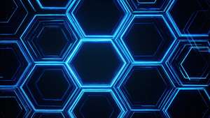 Abstracte digitale kuns met neonblou heksagone — Neon blou estetika Muurpapier