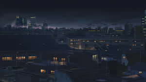 Anime City-foto's — Neon stad Muurpapier