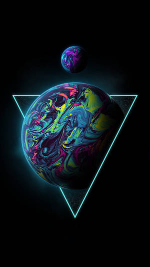 Neonmaan En Kosmiese Planeet agtergrond — Neon maan Muurpapier