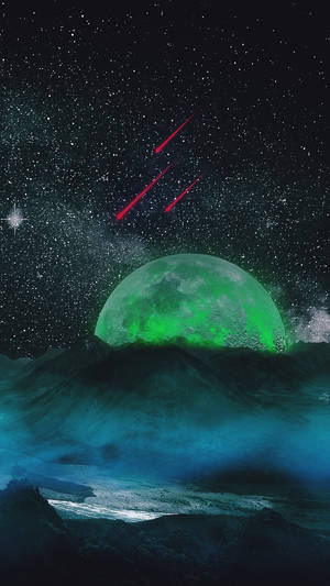 Neonmaan-meteoriete-agtergrond — Neon maan Muurpapier