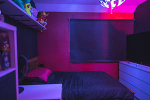 Neonpers Estetiese Verligte Kamer — Neon pers estetika Muurpapier