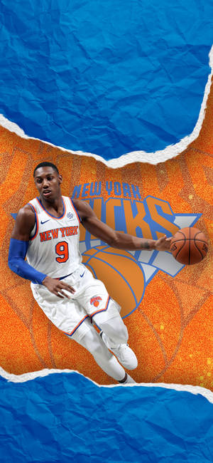 New York Knicks oranje blou logo muurpapier — iPhone 15 Muurpapier