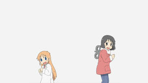 Nichijou Nano en Hakase Dans Met Wit Agtergrond — Anime dans Muurpapier