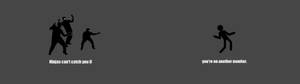 Snaakse ninjas kan jou nie vang nie meme dubbelmonitor agtergrond — 3840x1080 Muurpapier