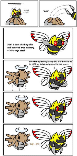 Ninjask en Shedinja Strokiesprent — Pokemon Foon Muurpapier