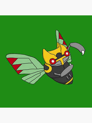 Ninjask met Groen Agtergrond — Pokemon Foon Muurpapier