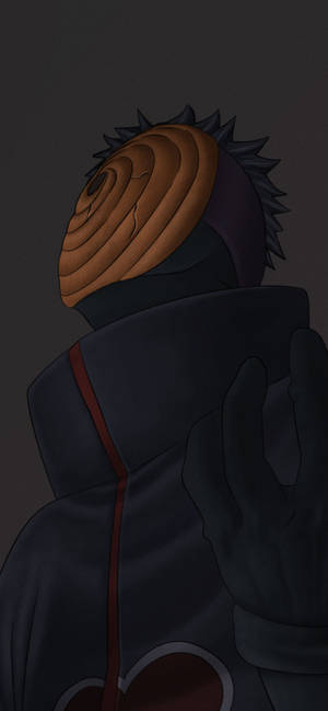 Foonskermbeeld van Obito in Akatsuki-kleed-agtergrond — iPhone 18 Muurpapier