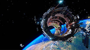Satelliete wat in die ruimte sweef 4K-agtergrond.