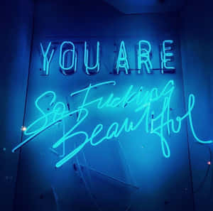 Neonblou-estetika prente — Neon blou Muurpapier
