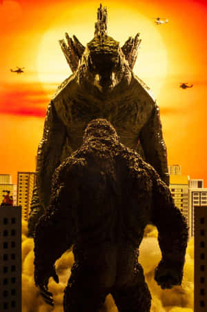 Onderskrif: Epiese Botsing - Godzilla Teen Kong — Vivo Pad SE Muurpapier