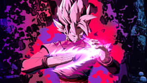 Onderskrif: Intense Goku Black wat Krag Optel in die Geveg — Goku Swart Muurpapier