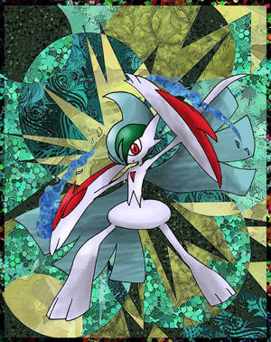 Onderskrif: Kragtige Gallade in Lewendige Abstrakte Agtergrond — Pokémon Muurpapier