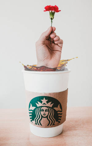 Hand Starbucks iPhone — Galaxy Tab S9 Ultra Muurpapier