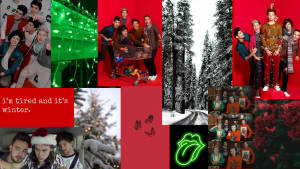 One Direction Kersfees Collage agtergrond — Kersfees collage Muurpapier