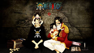 One Piece Lessenaar Dragon En Roger — Een stuk lessenaar Muurpapier