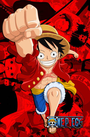 One Piece Luffy PFP Rooi Plakkaat Met Seerowers — Infinix Xpad GT Muurpapier