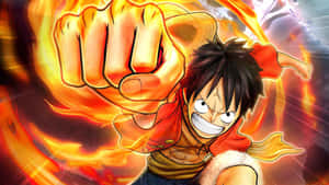One Piece - 'n karakter met 'n vuis in sy hand — Luffy Muurpapier