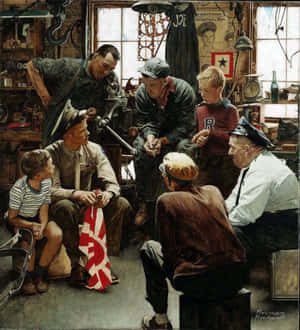 Norman Rockwell Prente — Honor Magic V Flip 2 Muurpapier