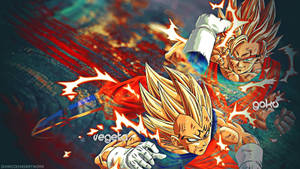 Dragon Ball Z San Goku en Vegeta wat veg, die super saiyans anime karakters.
